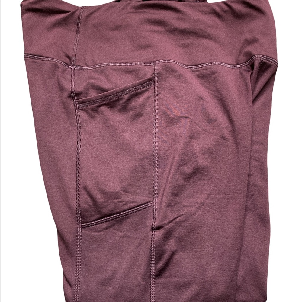 EUC RBX Plum High-Rise Fleece-Lined Leggings XL Side Pockets Activewear - Picture 7 of 8